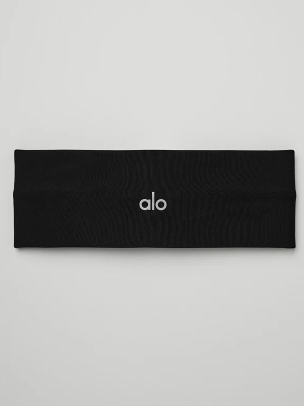 ALO Yoga Men's Black Performance Headband with White Logo